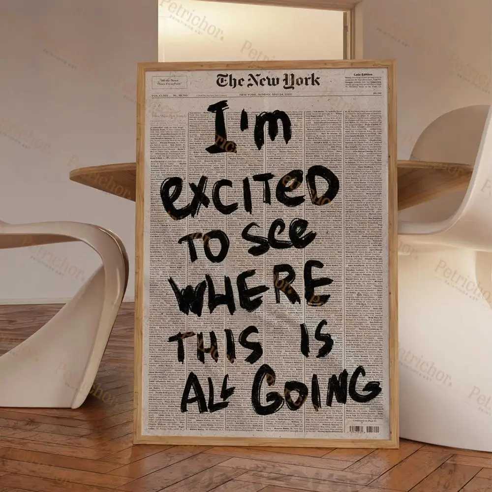 Paintings Typography Vintage Newspaper Psychedelic Quotes Wall Art Prints Canvas Painting Poster Pictures For Living Room Home DecorL476