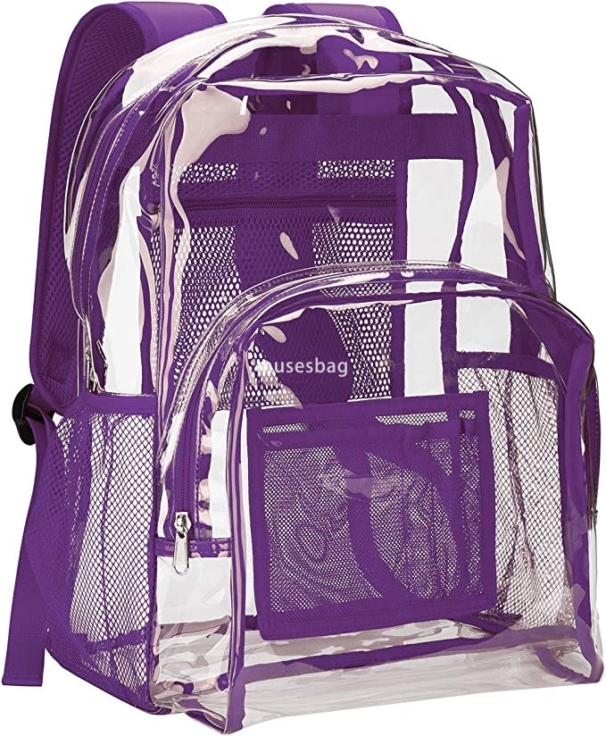 High quality PVC fabric backpack for both men and women with a foreign style student backpack adult large capacity backpack trendy transparent leisure