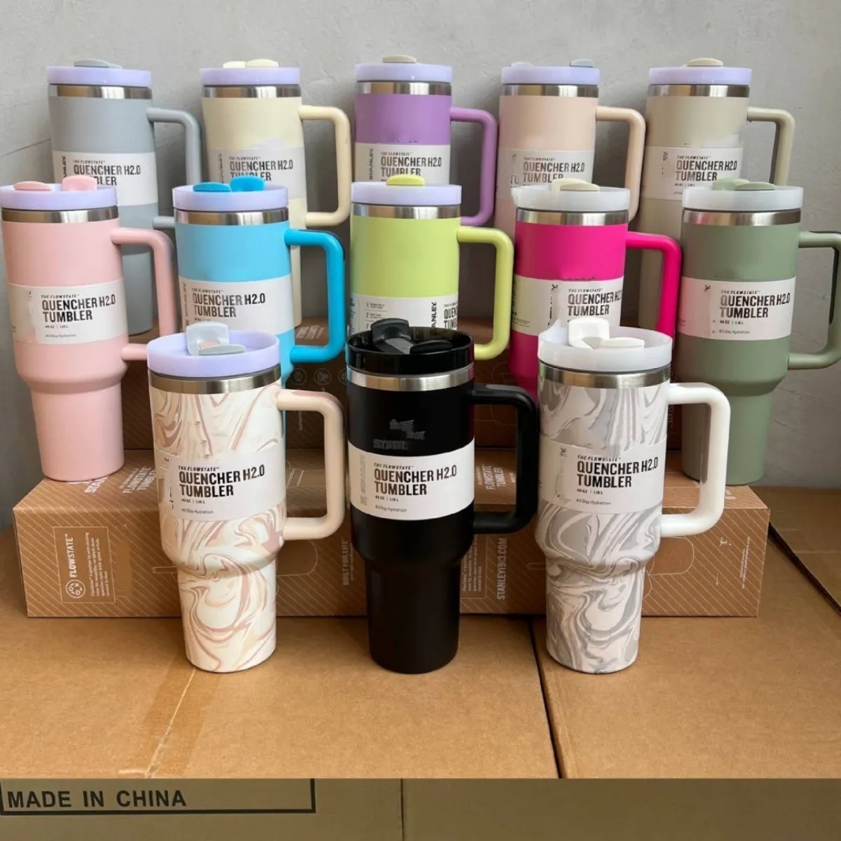 40oz Stainless Steel Tumblers Cups With Silicone Handle Lid and Straw 2nd Generation Car Mugs Vacuum Insulated Water Bottles with by air R250701