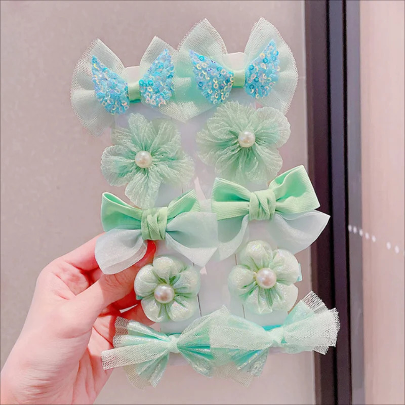 10Piece Set Childrens Bow Hairpin Cute Princess Girls Broken Hair Bangs Clip Baby Accessories Wholesale 240625