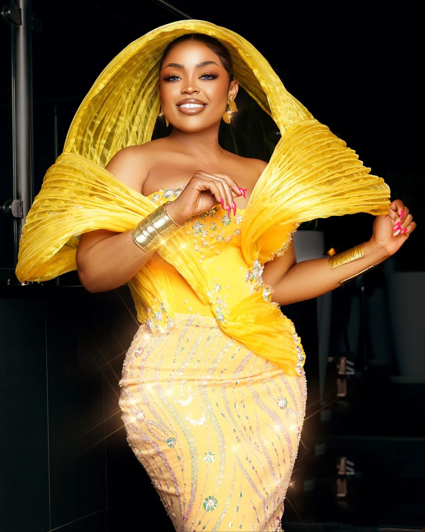 2024 Plus Size Yellow Mermaid Prom Dresses Beaded Sequined Stylish Evening Formal Party Second Reception Birthday Celebrity Engagement Gowns Dress 021
