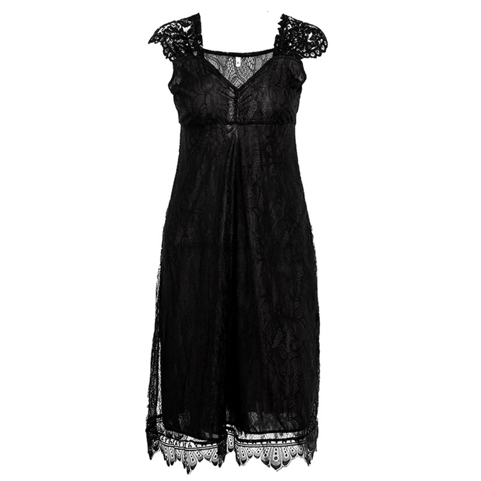 Gothic Style Dresses Summer Women Plus Size Lace V-neck Flying Sleeve Dress Fashion Temperament Party Dress For Women Clothing 240701