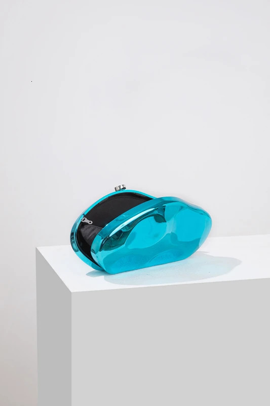 Acrylic shell shape clutch bag metal shiny gold silver blue women evening party cute shell purse handbag 240703