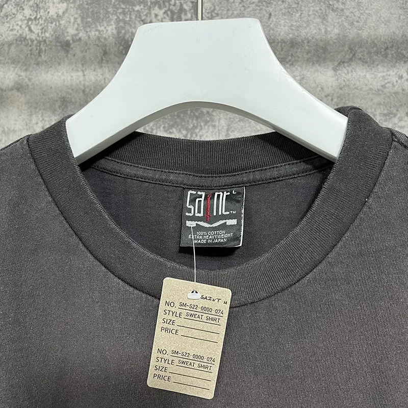 Summer Casual Loose Classic Cracked Colorful Letter Print Saint T Shirt Men Women 1 Tag TShirt Tee Tops 240703