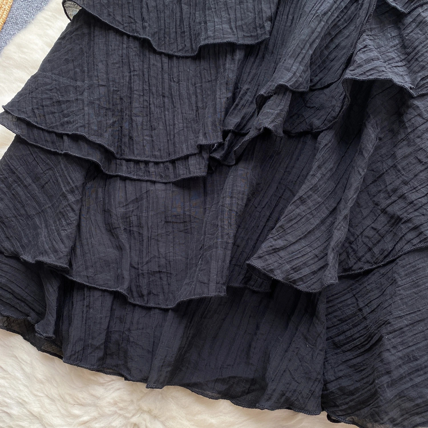 Summer Dress Women Diagonal Collar Flounced Edge Tierred Vocation Vestidos Female Exposed Shoulders Dresses Drop 240628