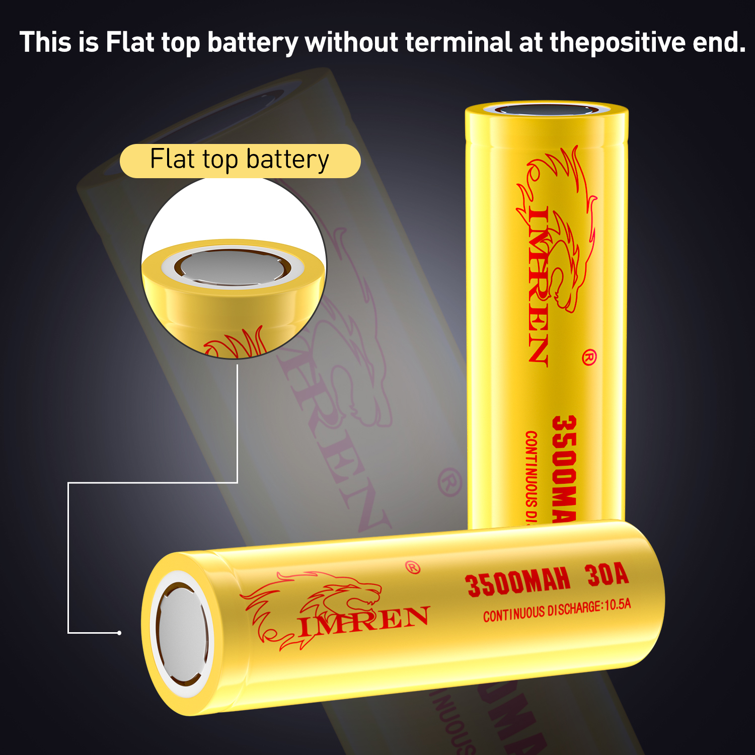 IMREN Original Authentic 18650 Battery IMR18650 3500mAh 3.7V IMR 18650 Li-ion Batteries for Flashlight