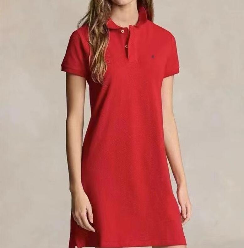 Spring Summer Classic Dresses Women's Pony Embroidered pure Cotton POLO Neck Short sleeved Dress