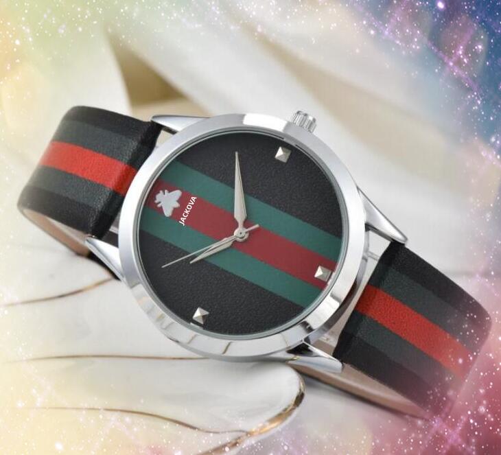 Top Brand Luxury Mens Womens Watches Bee Skeleton Dial Dweller Leather Clock Man Fashion Dress Quartz Switzerland Rose Gold Silver Cute Color Case Watch gifts