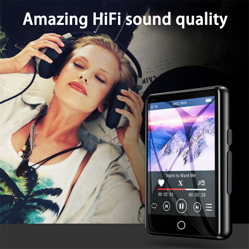 Portable Mini MP3 Player Bluetooth HiFi Stereo Music Player Full Screen MP4 Video Playback With FM Radio Recording For Walkman