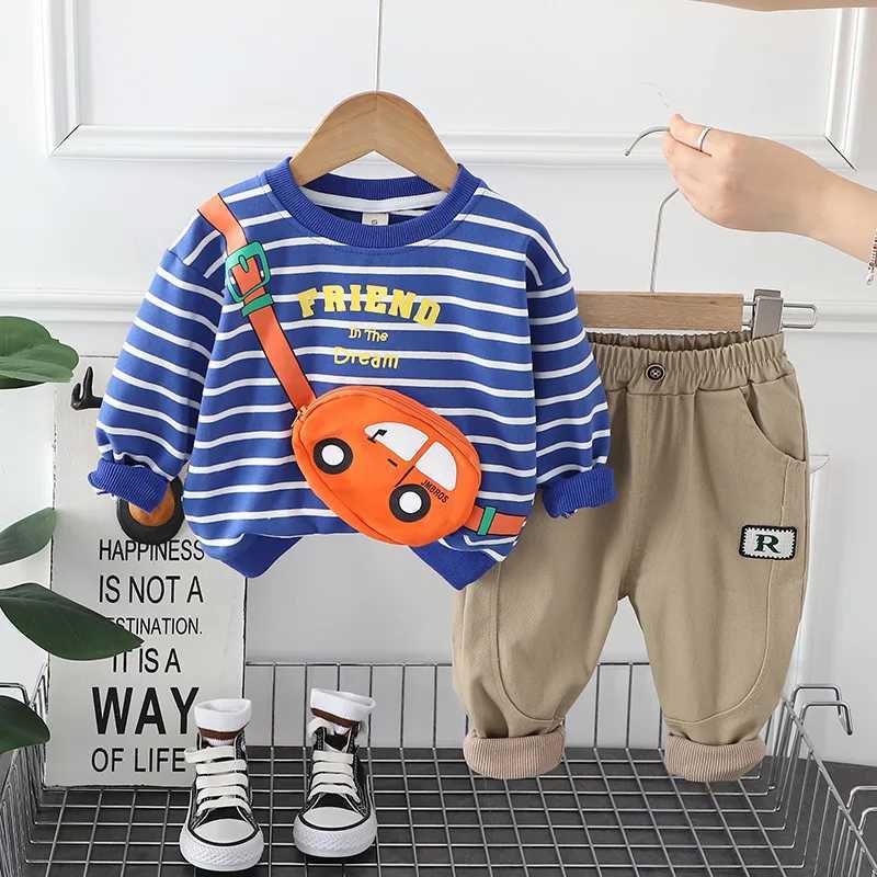 Clothing Sets Autumn Children Clothes Baby Boys Casual Suit Striped Cars Sweatshirt Pants 2Pcs/Set Kids Infant Clothing Toddler Tracksuits
