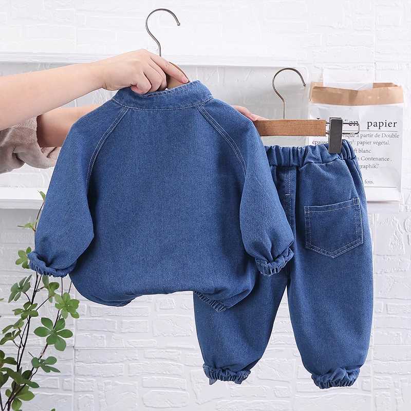 Clothing Sets 2023 Spring Autumn Children Clothes Boys Suit Denim Pullover Tops + Jeans Pants 2Pcs/Set Infant Casual Outfits Kids Sportswear