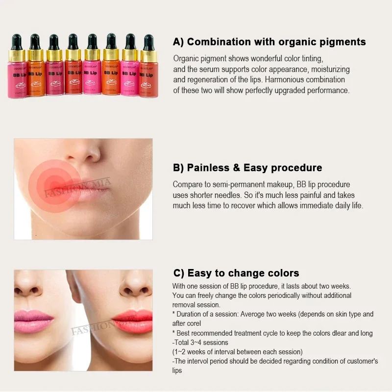 10 vials 5ml BB Lip Ampoule Serum Stayve Lips Cherips Beginner Ampoule Pigment Permanent Makeup Lip Blush Gloss Moisturing Dying 240627