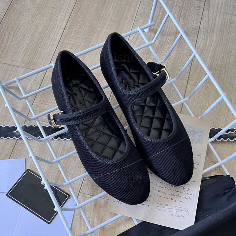 Mary Jane Ballet Flat Shs Pumps For Women Designer Ballerina Flats Heels Leather Corduroy Black White Monk Strap Buckle Ballerine Loafers Womens Comfy
