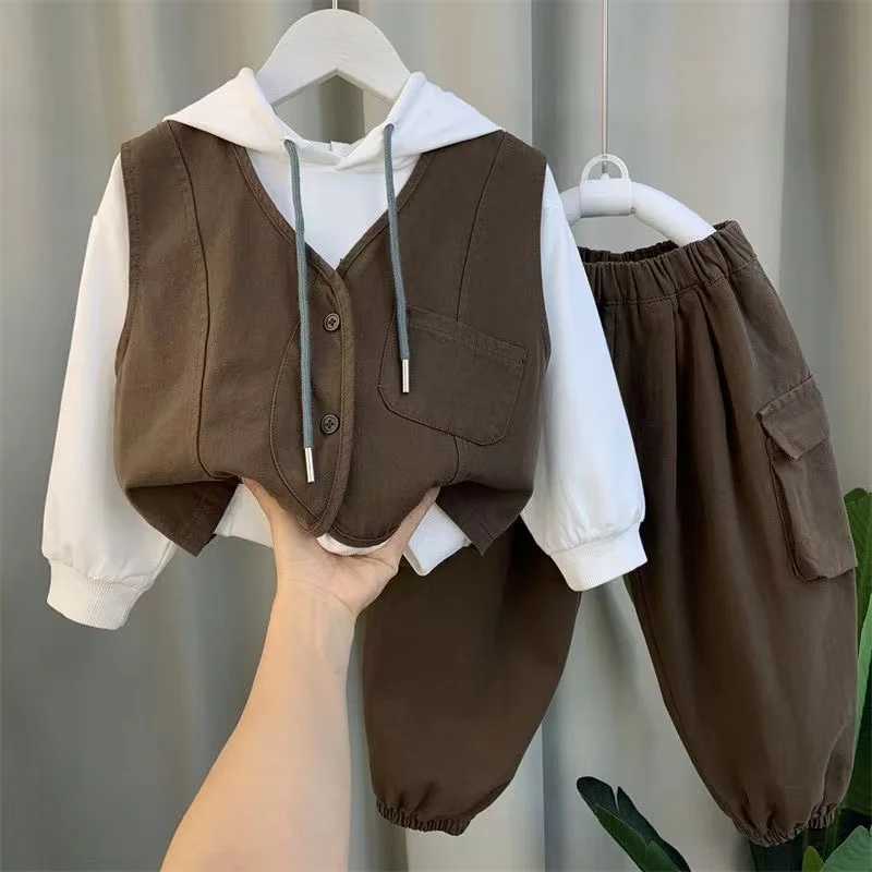 Clothing Sets Boys Spring And Autumn Set 2024 New Boys And Babies Clothing Korean Edition Childrens Handsome Three Piece Set Kids Outfits