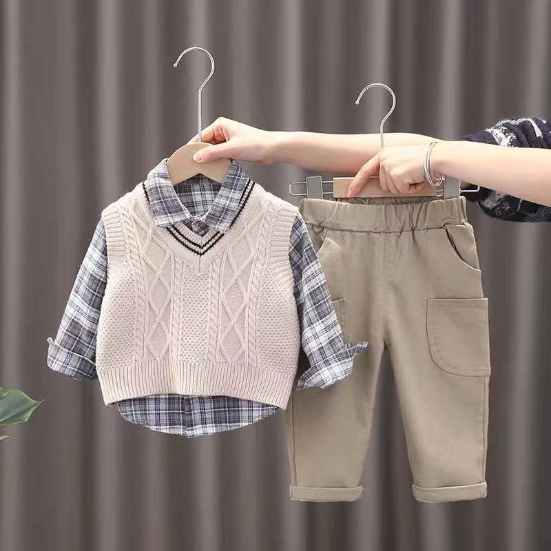 Clothing Sets Sets For Children Autumn New Three Piece Childrens Suit Vest+shirt Top+ Jeans 3 Piece Baby Suit Korean Version Kids Outfits