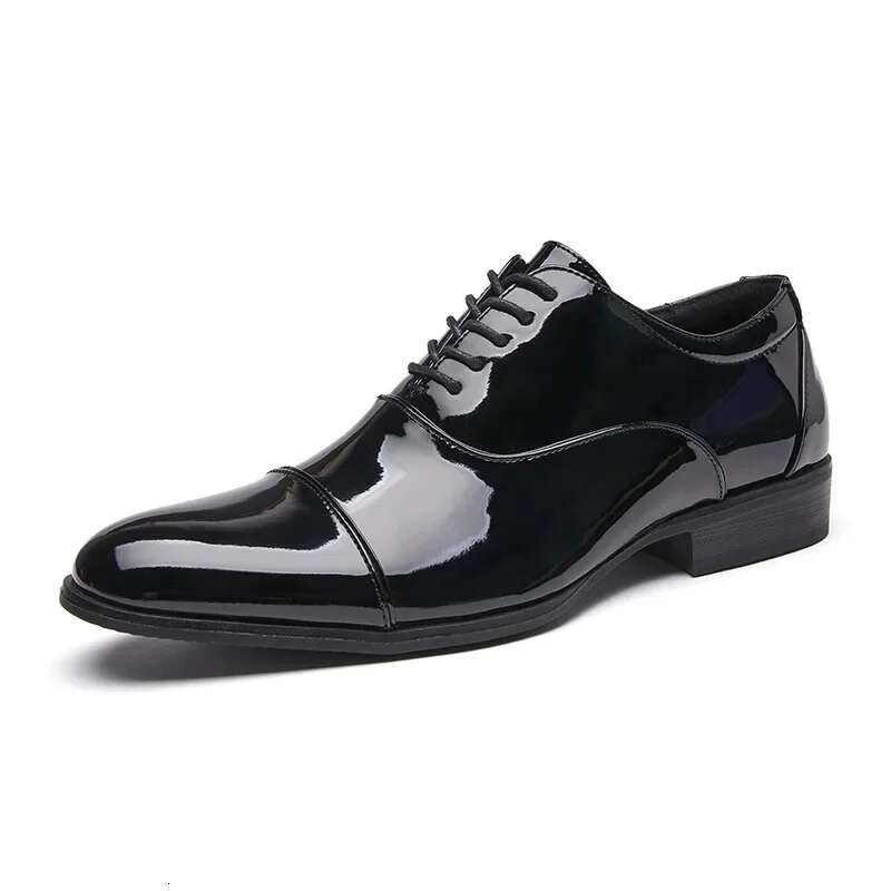 Classic Patent Men Glossy Leather Shoe Man Formal Business Office Lace Up Wedding Shoes Plus Big Size 38-49