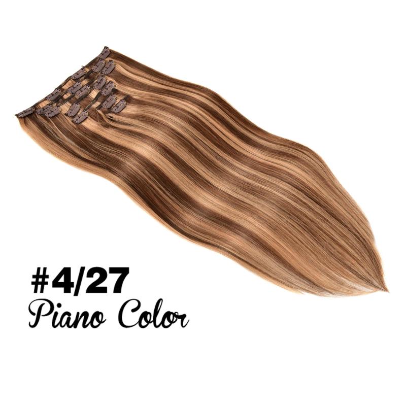 Clip In Human Hair Extensions 80g 7Pcs 16 Clips Ins Chocolate Brown Remy Brazilian Seamless Double Weft