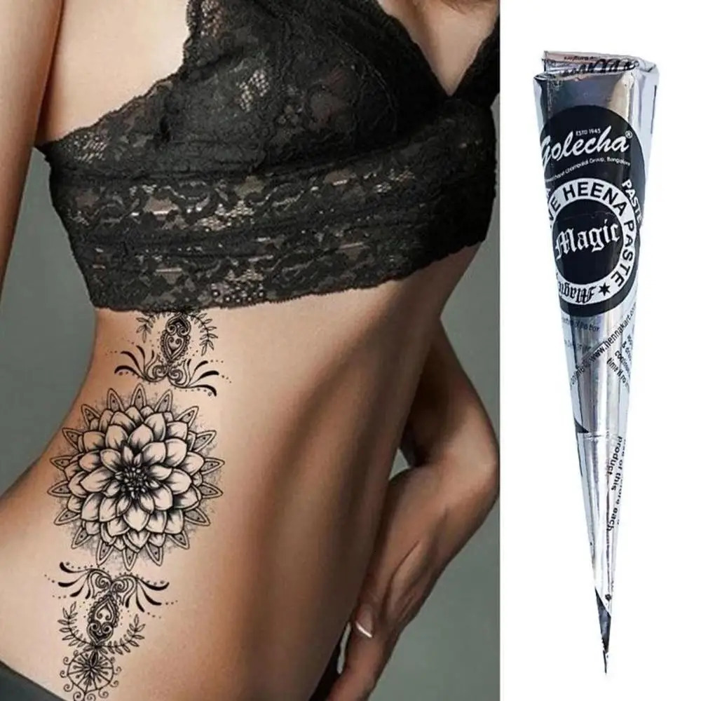 nail pattern body cream in black and red natural temporary henna cone India temporary DIY tattoo stickers body stickers arm paint cone 240705