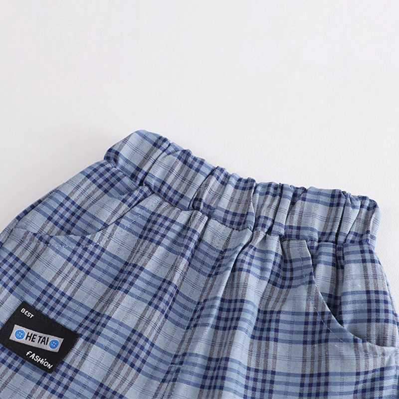 Clothing Sets 2023 Summer Baby Boys Cotton T-Shirt Plaid Shorts Pants Wedding Party 2PCS Clothing Set Toddler Kids Gentleman Suit for 1-5Years