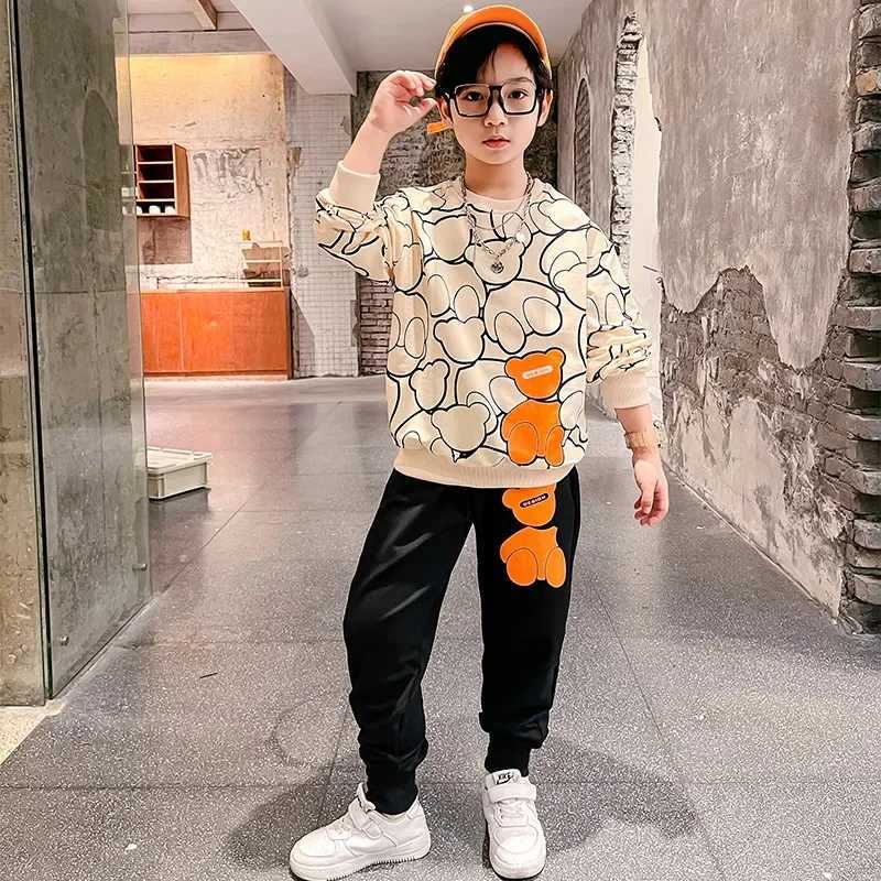 Clothing Sets Autumn Baby Boy Clothes Children Cartoon Bear Sweater Pullover Top and Pant 2 Pieces Set Kid Girl Outfit Long Sleeve Tracksuit