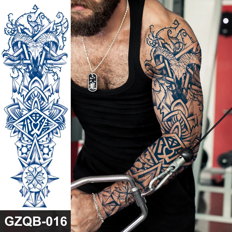 Juice Tattoo Durable Waterproof Temporary Tattoo Sticker Totem Tribal Dragon Full Arm Large Size False Tattoo Sleeves 240705