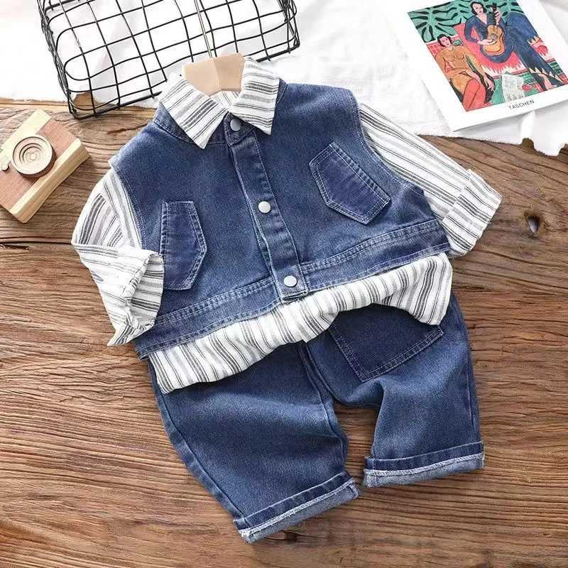 Clothing Sets New Boys and Childrens Set Tank Top T-shirt Long Pants Three piece Set 3-7t Boys Clothing Childrens Clothing Childrens Set