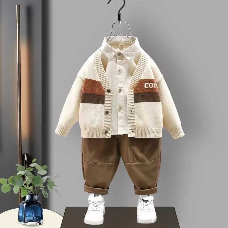 Clothing Sets Kids Clothes Boys Spring Korean Set For Baby Boys 2024 New Clothing Set Sweater Shirt And Pants 3PCS Children Sport Suit Outfits