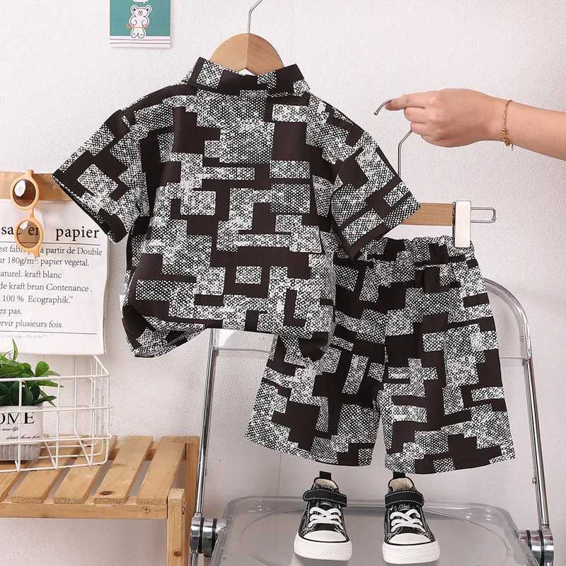 Clothing Sets New Summer Baby Clothes Suit Children Full print Shirt Shorts 2Pcs/Set Toddler Boys Clothing Casual Costume Kids Tracksuits