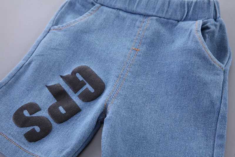 Clothing Sets Children Summer Casual Clothes Suit Kids Boys Short Sleeve T-Shirt Denim Short 2pcs/Set Infant Toddler Outfit Clothing 1-5 Years