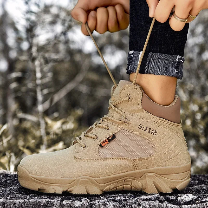 Mens Military Ankle Boot Desert Boots Outdoor Combat Boots for Men Army Cow Suede Tactical Boots Men Casual Hiking Shoe Botines 240705