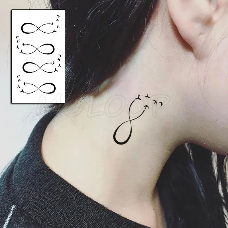 Feather Bird 8 Element Pattern Dandelion Temporary Tattoo Sticker False Tattoo Womens Body Makeup Waterproof Sticker 240705