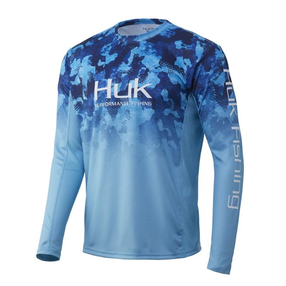 HUK Fishing Shirt Long Sleeve Uv Protection Fishing Clothing Man Outdoor Summer Fishing Apparel UPF 50 Performance Tops 240627