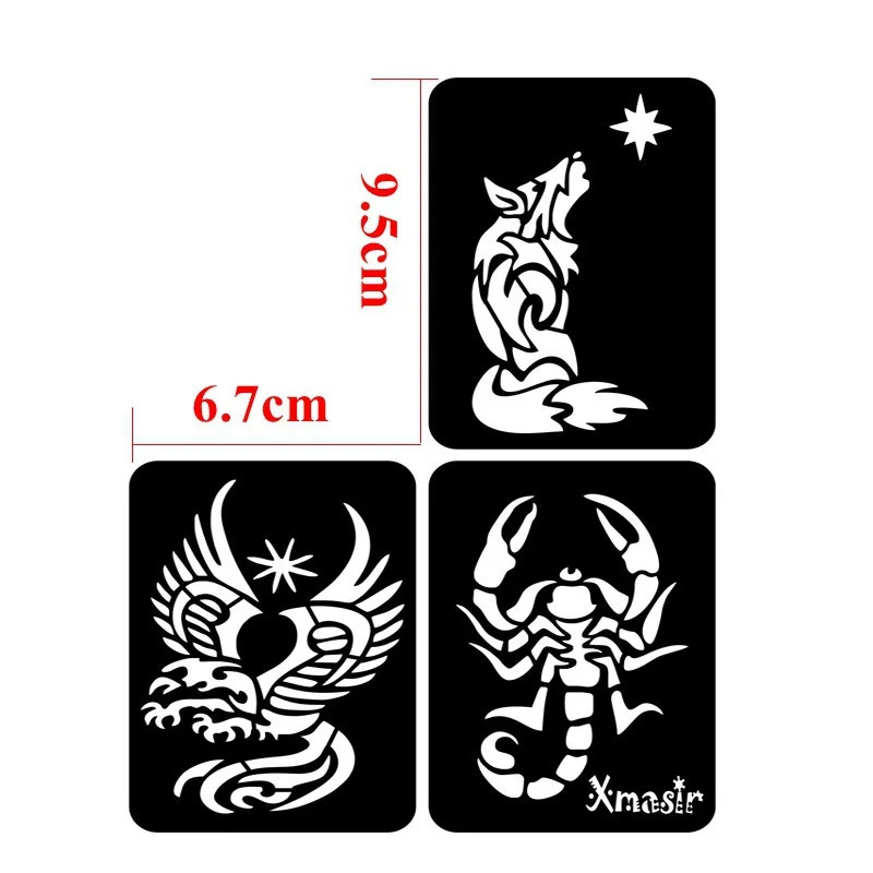 1 small spray gun tattoo template suitable for male female painting template henna glitter 4 patterns 240705