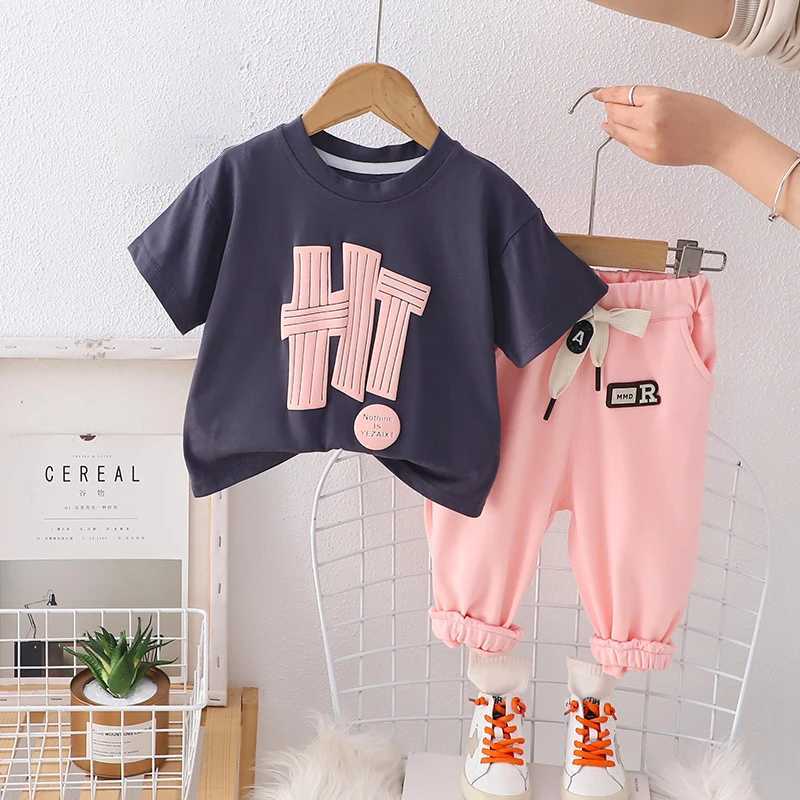 Clothing Sets 1-5 Years Summer Baby Boys Clothing Set Cotton Short Sleeve Letter T-shirt + Pants 2Pcs Suit For Kids Children Casual Outfits