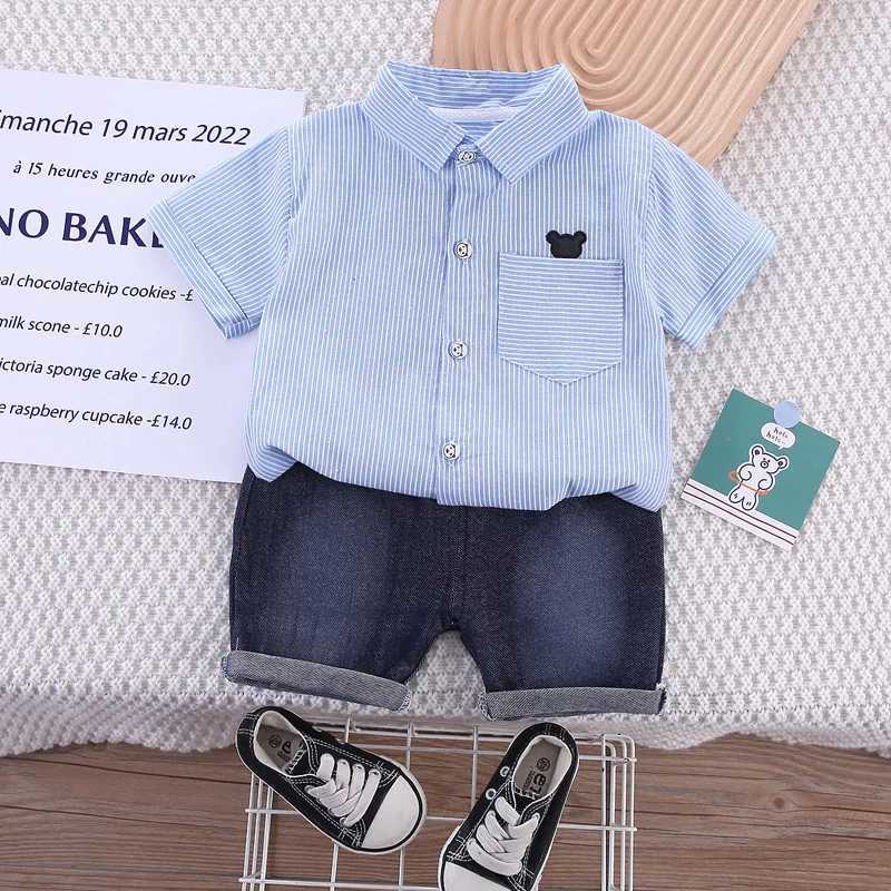 Clothing Sets 2023 Summer Children Clothing Baby Boys Short Sleeve Lapel Shirts + Shorts 2PCS Infant Birthday Clothes Sets Kids Casual Outfits