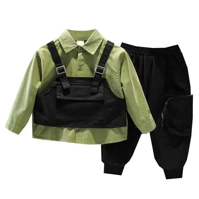 Clothing Sets Kids Boys Clothing Set New Handsome and Fashionable Baby Work Style Shirt Pants Childrens Casual Two Piece Set