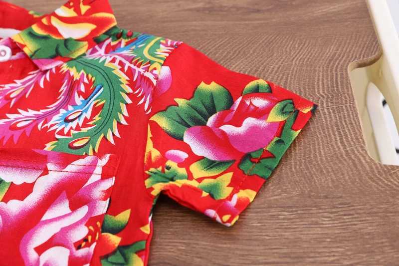 Clothing Sets New Chinese Style Summer Children Boy Girl Clothes Full Print Short Sleeve Lapel Shirts Shorts 2Pcs/Set Toddler Casual Outfits