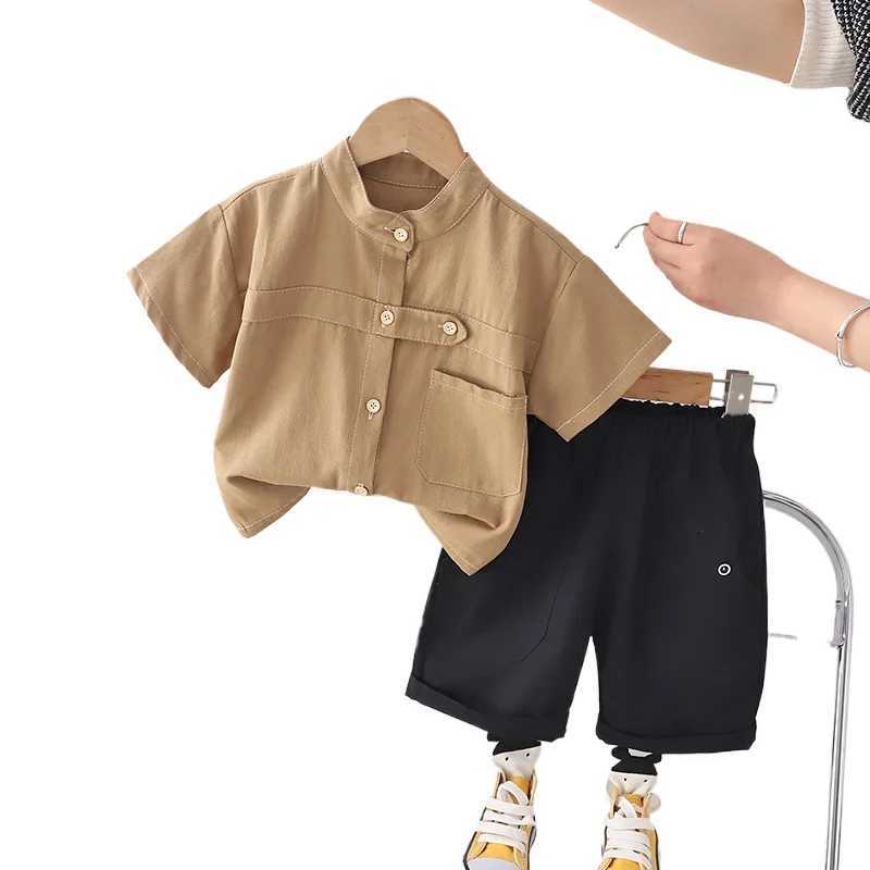 Clothing Sets Children Boys Fashion Suits Summer Baby Boy Clothes Solid Cotton Shirt Short 2Pcs/sets Kids Casual Clothing Outfits 0-5 Years