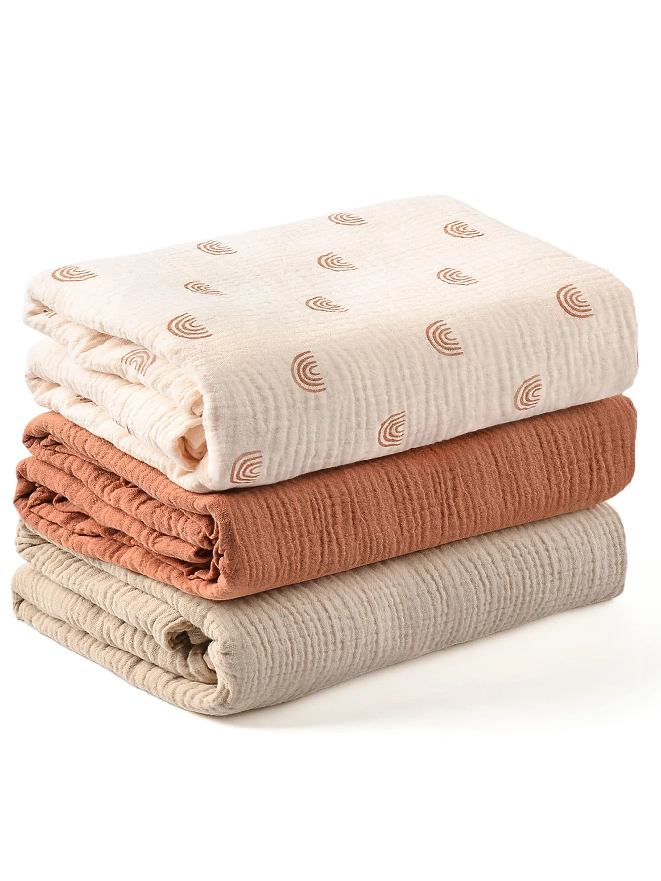 3PCSset Soft Breathable born Baby Receiving Blanket Muslin Swaddle Blankets 240703