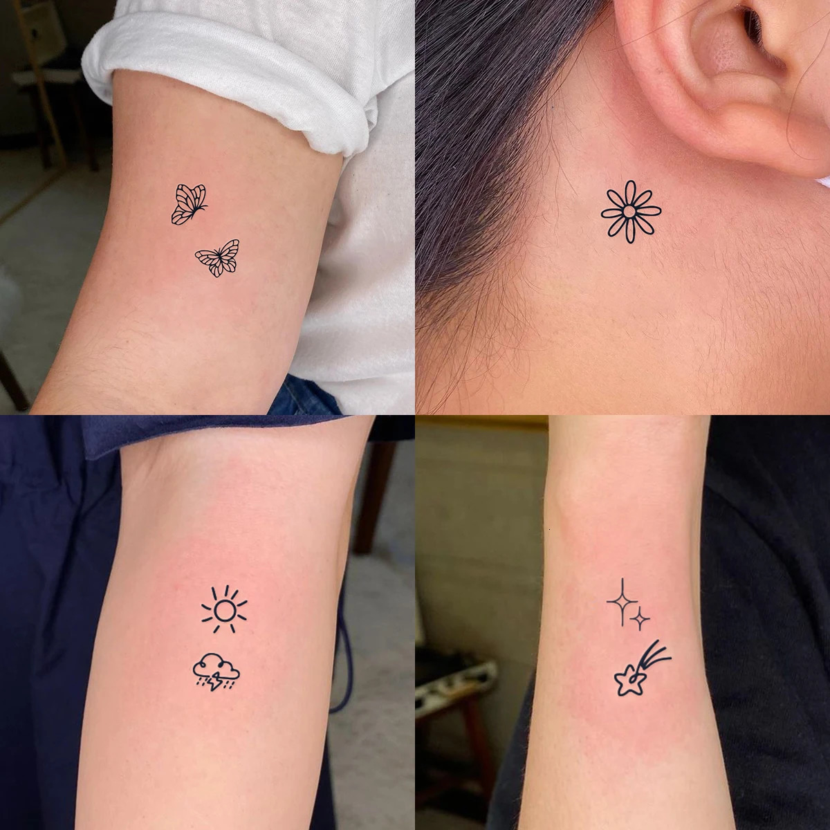 6 pieces of retro finger wrist female tattoo stickers with geometric patterns fashionable party semi anent tattoo stickers 240705