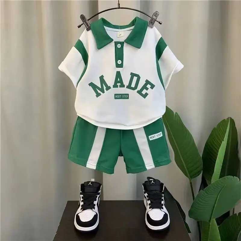 Clothing Sets Teenage Boys Clothing Set Summer Short Sleeve T-shirt Shorts Set 2023 New Baby Boys Top Pants Two Piece Set