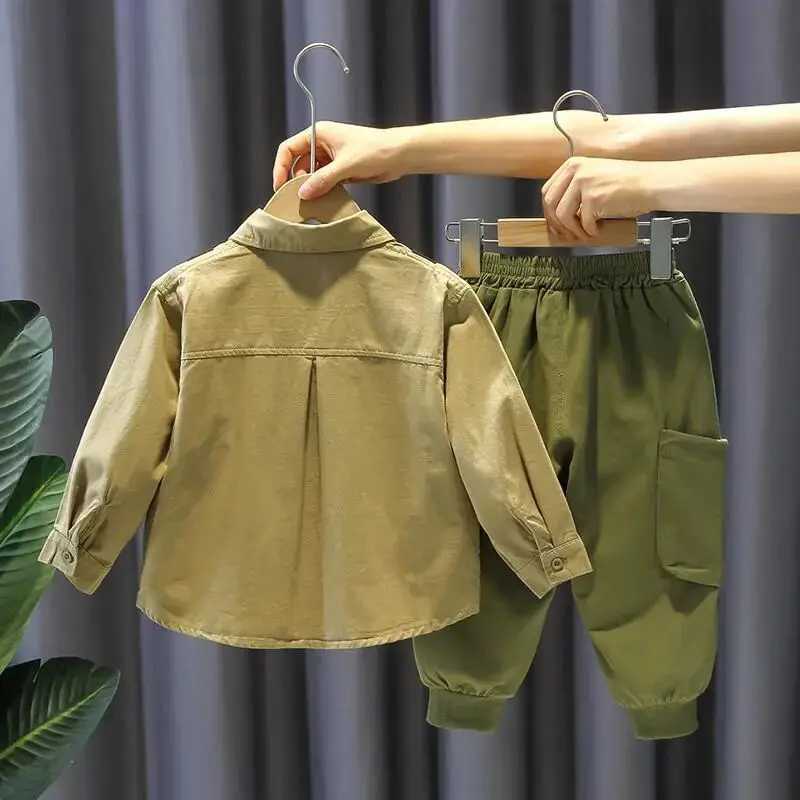 Clothing Sets Kids Boys Clothing Set New Handsome and Fashionable Baby Work Style Shirt Pants Childrens Casual Two Piece Set