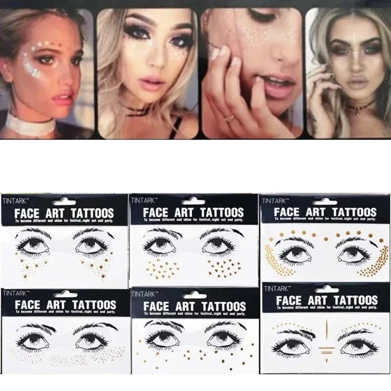 1 glittering tattoo waterproof star suffocation pattern freckles gold face tattoo sticker eye sticker bride tribe girl party body art 240705