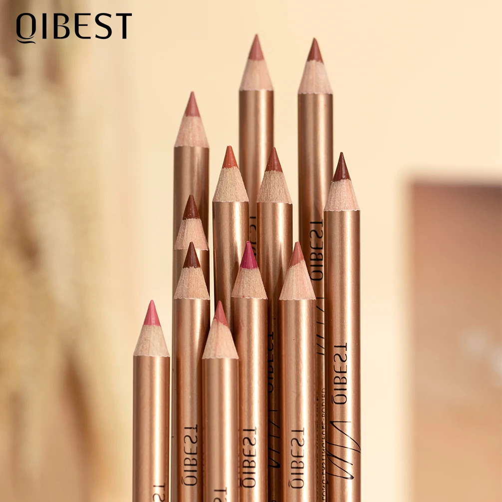 QI 12 Colors Lip Pencils Matte Lipliner Pencil Waterproof Lipstick Lip Liner Pen Smooth Nude Lipstick Pens For Lips Makeup 240705