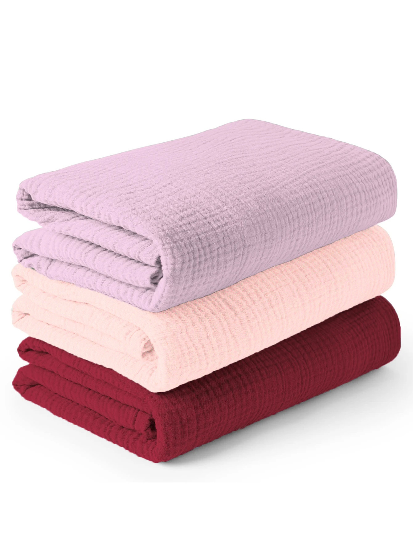 3PCSset Soft Breathable born Baby Receiving Blanket Muslin Swaddle Blankets 240703