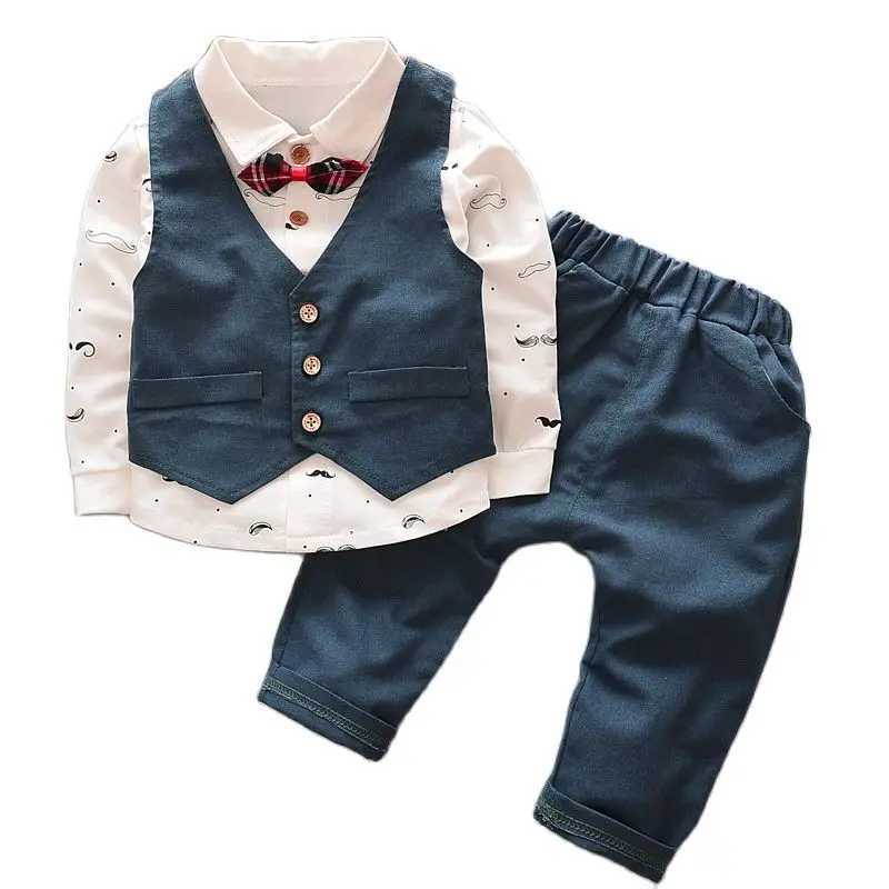 Clothing Sets Spring Autumn Toddler Baby Boys Gentleman Wedding Suit Cotton Shirt+Vests+Trousers 3Pcs Formal Kids Clothes Set 1 2 3 4 5 Years