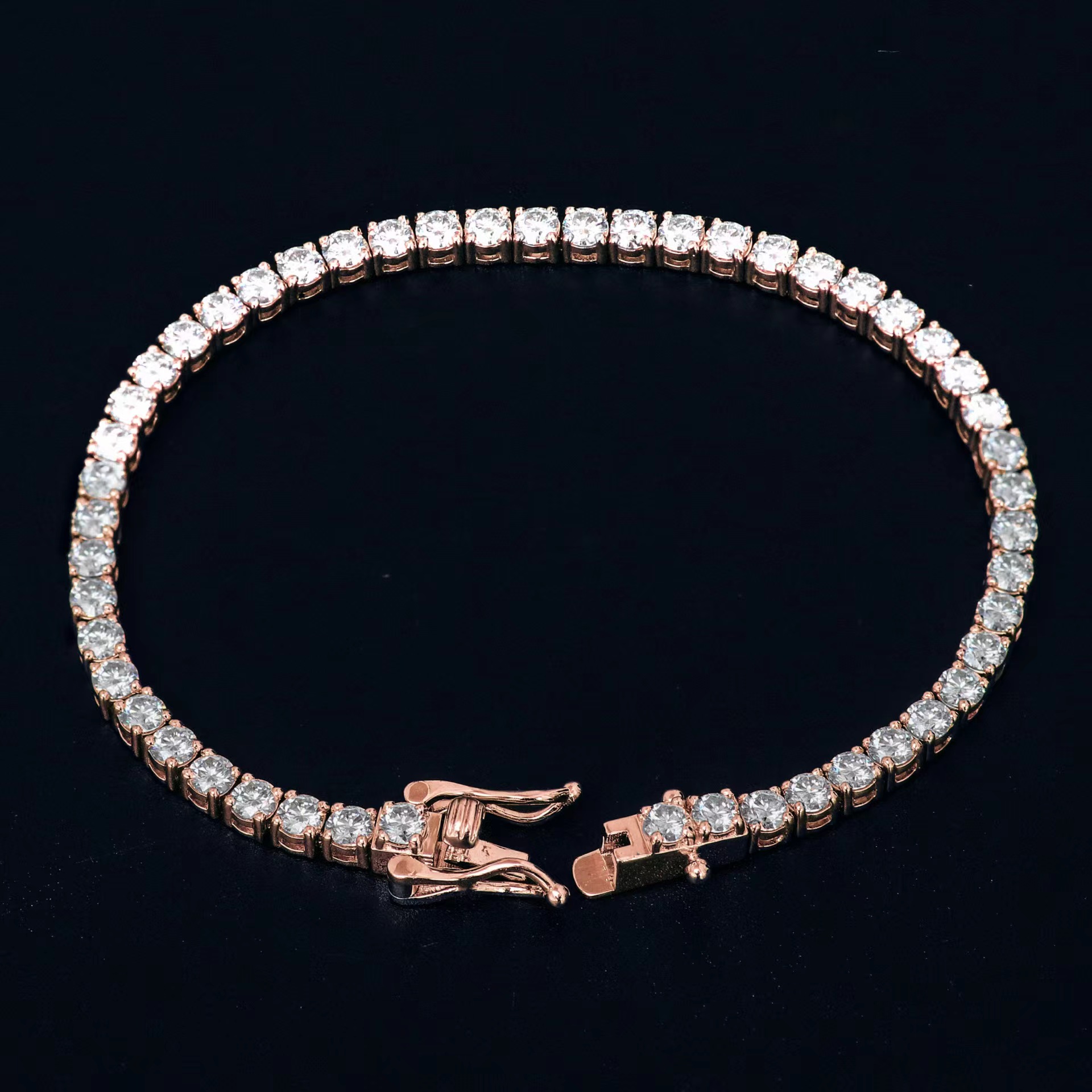 Tennis fashion designer VVS Mozambican bracelet, three gold color jewelry dia single row 2mm 3mm 4mm