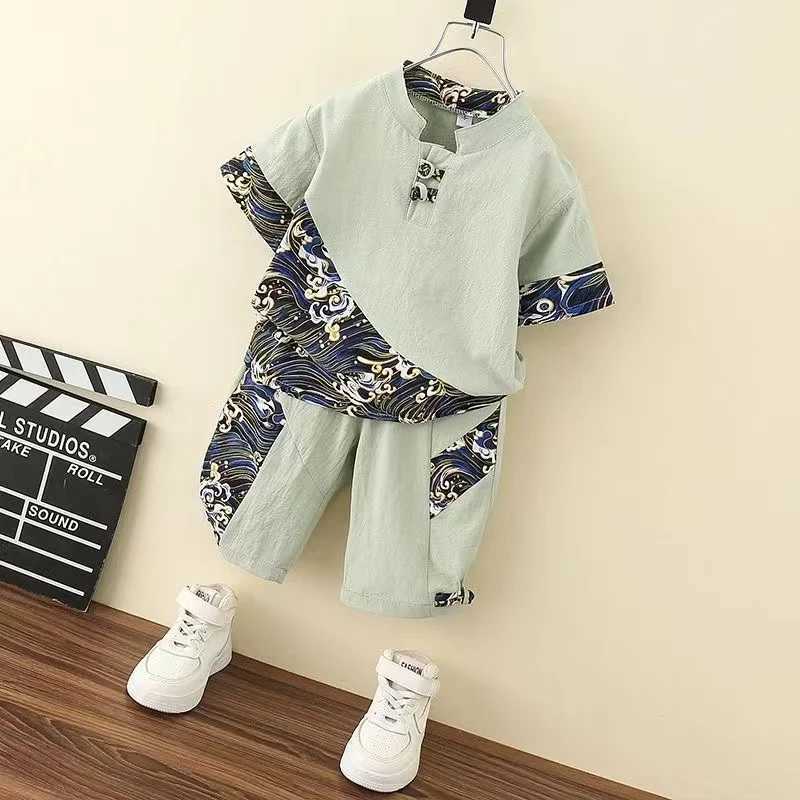 Clothing Sets Boys Korean Summer Clothing Suit Children Short-Sleeved Shirt Shorts 2Pcs Sets Baby Fashion Outfits Kids Clothing