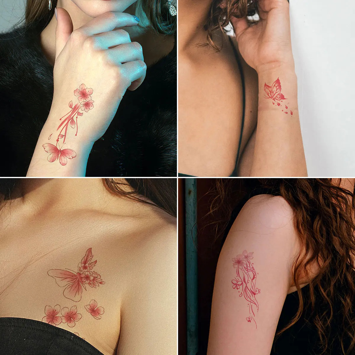 30 temporary tattoo stickers cute butterfly moon flower pattern tattoo stickers 240705