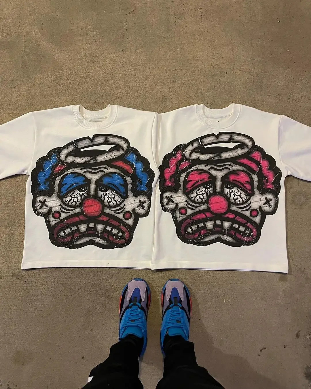 Harajuku clown T-shirt oversized vintage graphic t shirt Couples streetwear y2k top goth shirts American women clothes 240627